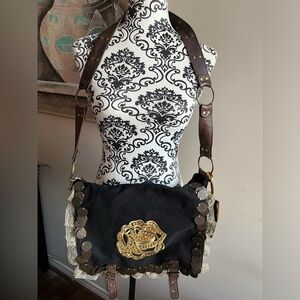 BETSEY JOHNSON Y2K Crossbody Embellished Key Chain Features Messenger Bag